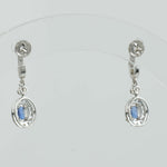 Load image into Gallery viewer, Natural Oval Sapphire &amp; Diamond Halo Drop Earrings: 14k Solid Gold Gemstone Statement Earrings, Certified Jewelry
