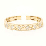 Load image into Gallery viewer, 14k Gold Diamond Cuff Bracelet: Geometric Statement Bangle, Natural Diamonds
