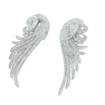Load image into Gallery viewer, 14k Gold Diamond Peacock Feather Earrings: Pear Cocktail Studs
