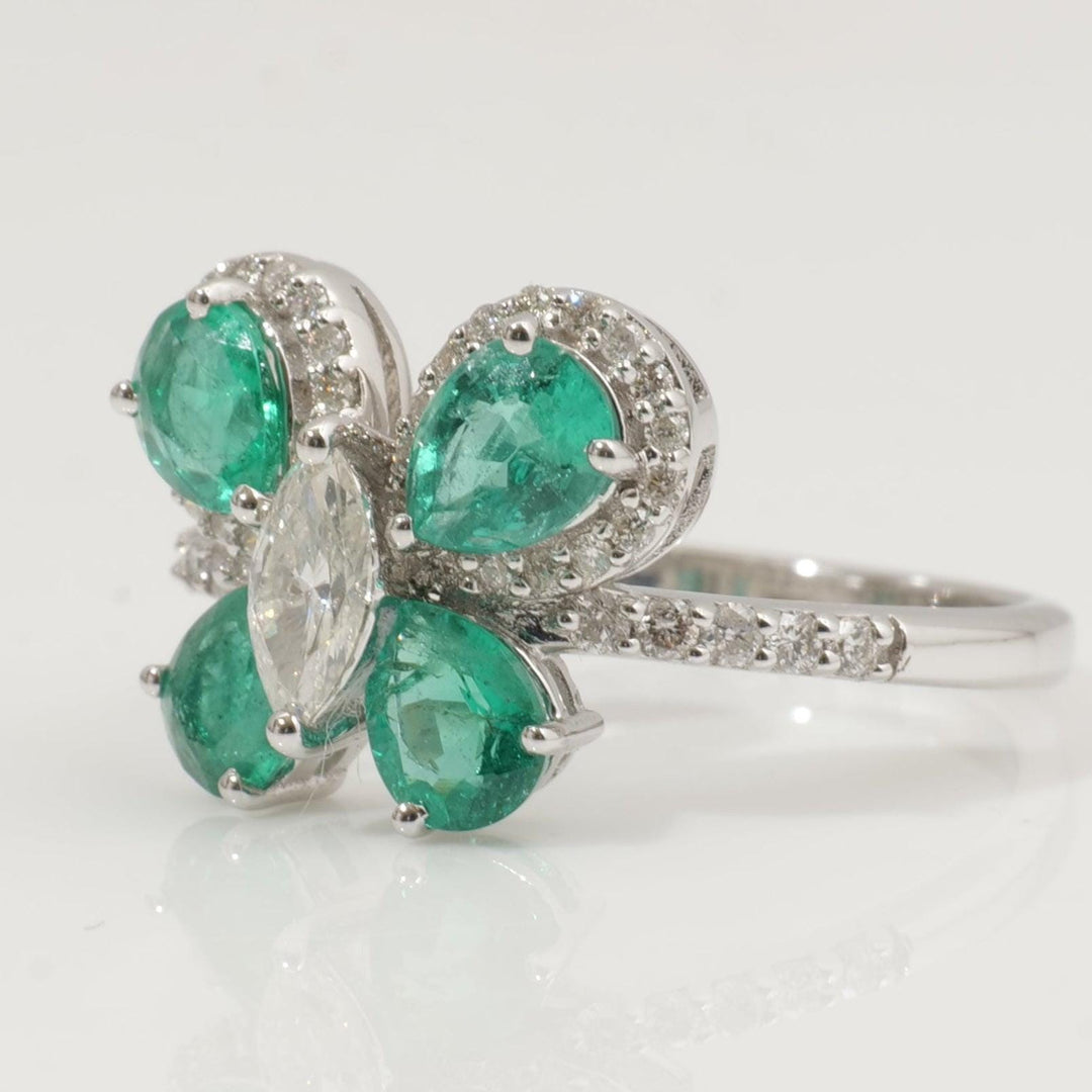 Butterfly Emerald Diamond Ring: 14k Gold Gemstone Statement Jewelry