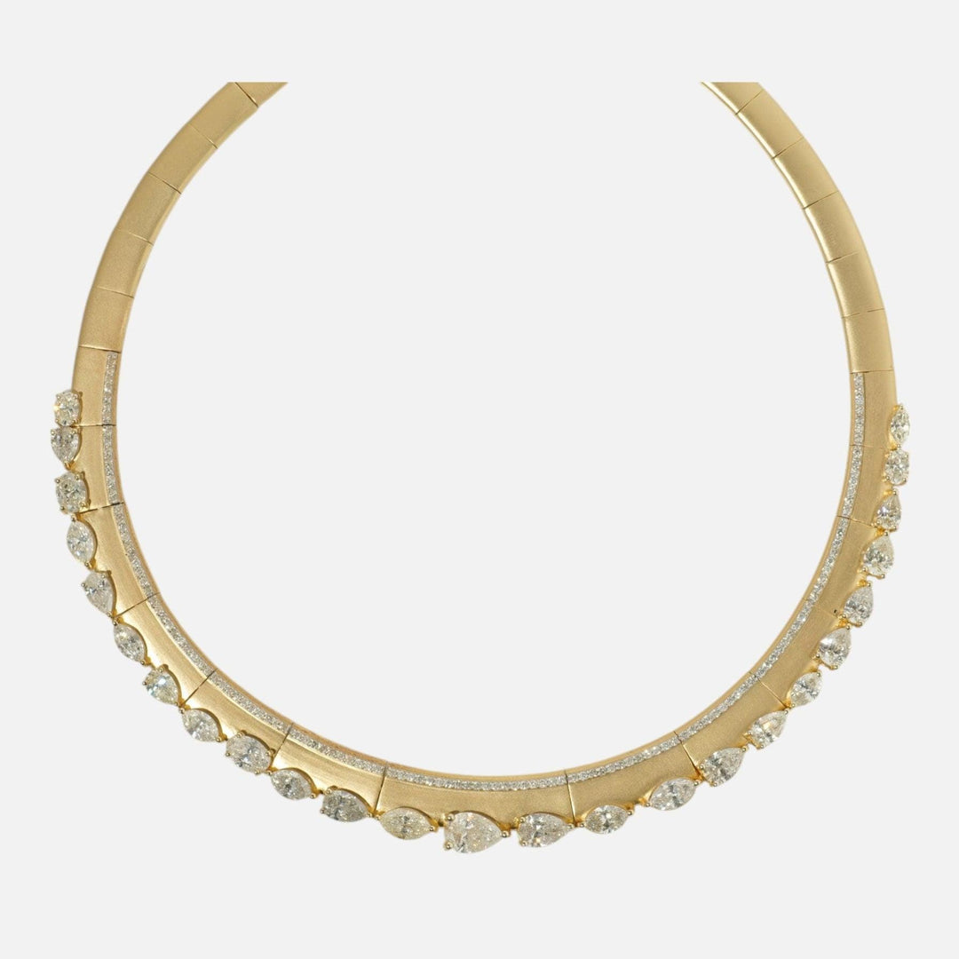 Pear & Marquise Natural Diamond Choker: 14k Gold Bridal Necklace, Certified Jewelry