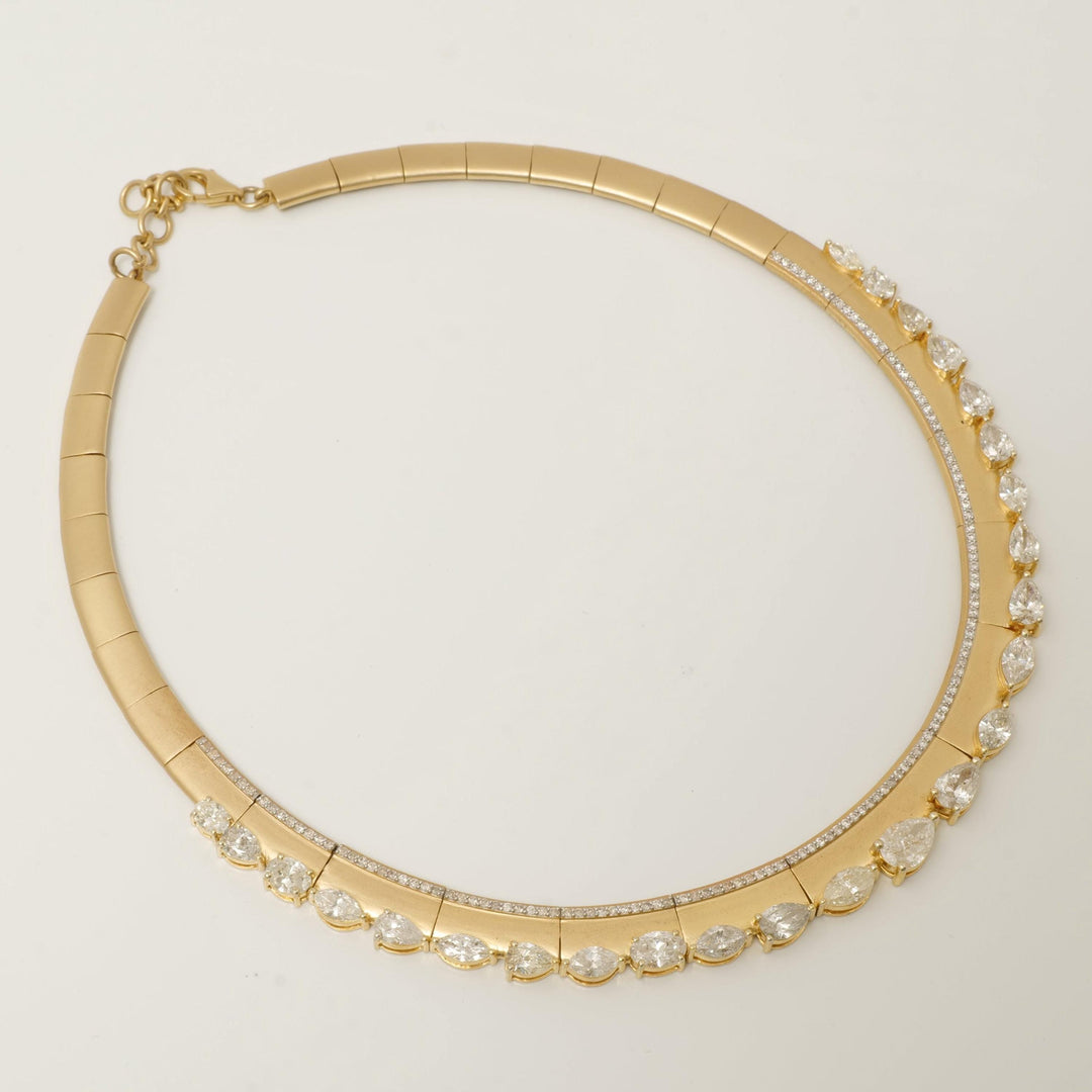 Pear & Marquise Natural Diamond Choker: 14k Gold Bridal Necklace, Certified Jewelry