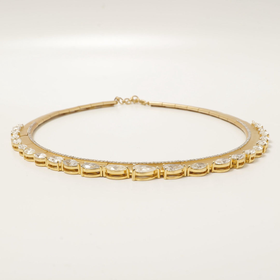 Pear & Marquise Natural Diamond Choker: 14k Gold Bridal Necklace, Certified Jewelry