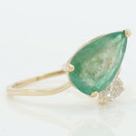 Load image into Gallery viewer, Pear Emerald &amp; Diamond Bypass Ring: 14k Solid Gold Certified Jewelry
