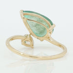 Load image into Gallery viewer, Pear Emerald &amp; Diamond Bypass Ring: 14k Solid Gold Certified Jewelry
