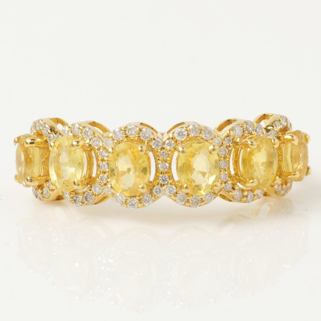 Natural Yellow & Sapphire Diamond Halo Ring: 14k Gold Eternity Band Jewellery, Certified Jewelry