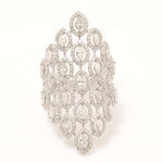 Load image into Gallery viewer, 14k Solid Gold Marquise Natural Diamond Lattice Ring: Wide Halo Cocktail Jewellery, Certified Jewelry
