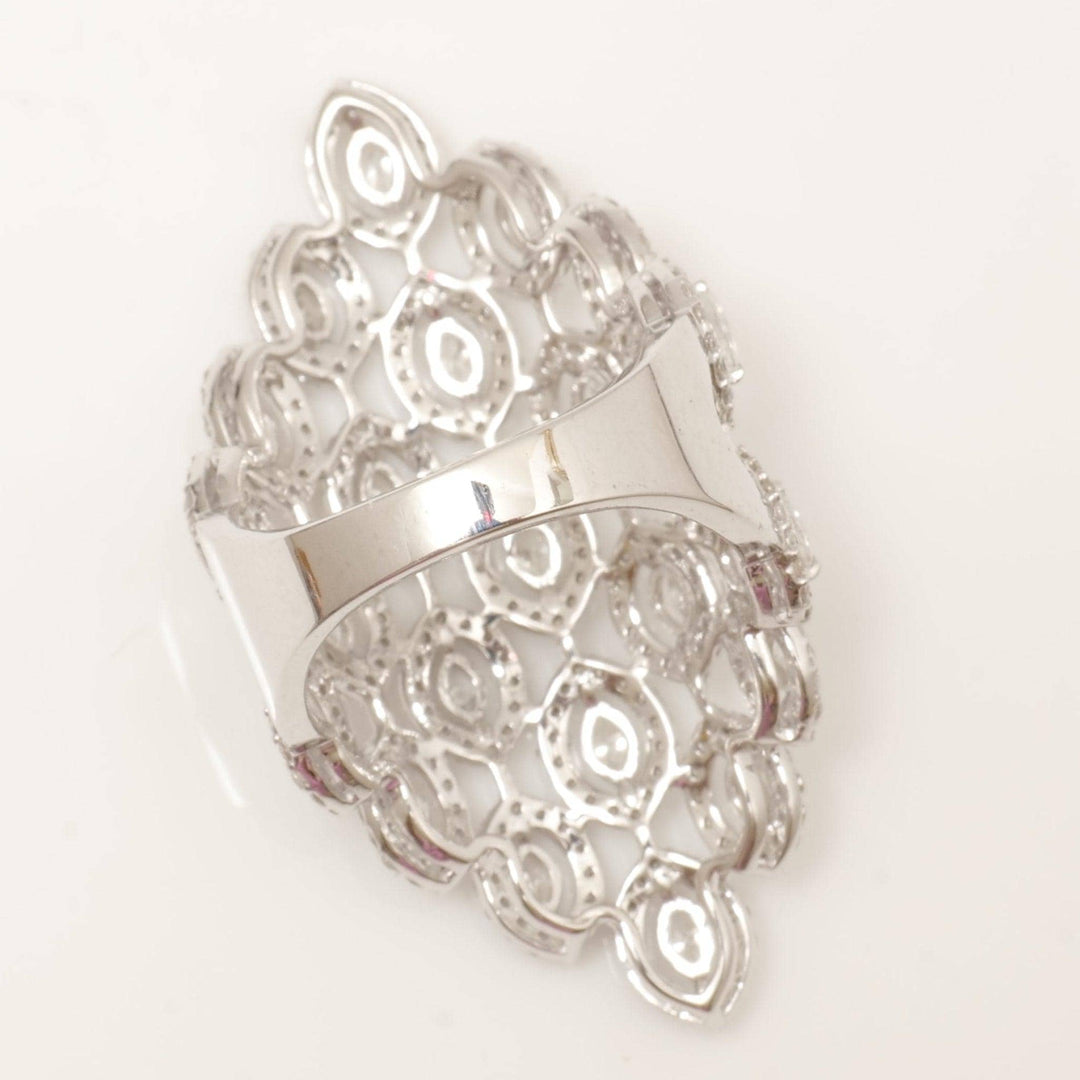 14k Solid Gold Marquise Natural Diamond Lattice Ring: Wide Halo Cocktail Jewellery, Certified Jewelry