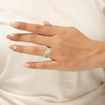 Load image into Gallery viewer, Pear Diamond Halo Ring, 14k Solid Gold, Natural Diamonds, Statement Cocktail Jewelry, Two Toned Bypass Ring, Certified Jewelry
