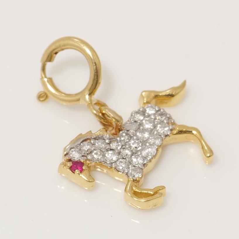 Horse Diamond Charm Pendant, 14k Solid Gold, Natural Diamonds, Layering Animal Pendant, Dual Tone Necklace, Ready To Ship, Certified Jewelry