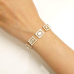 Load image into Gallery viewer, Emerald Cut Halo Natural Diamond Bolo Bracelet: 14k Solid Gold Adjustable Chain, Certified Jewelry
