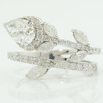 Load image into Gallery viewer, 14k Solid Gold Pear Natural Diamond Leaf Ring - Nature-Inspired Statement Bypass Jewelry, Certified Jewelry
