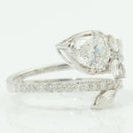 Load image into Gallery viewer, 14k Solid Gold Pear Natural Diamond Leaf Ring - Nature-Inspired Statement Bypass Jewelry, Certified Jewelry
