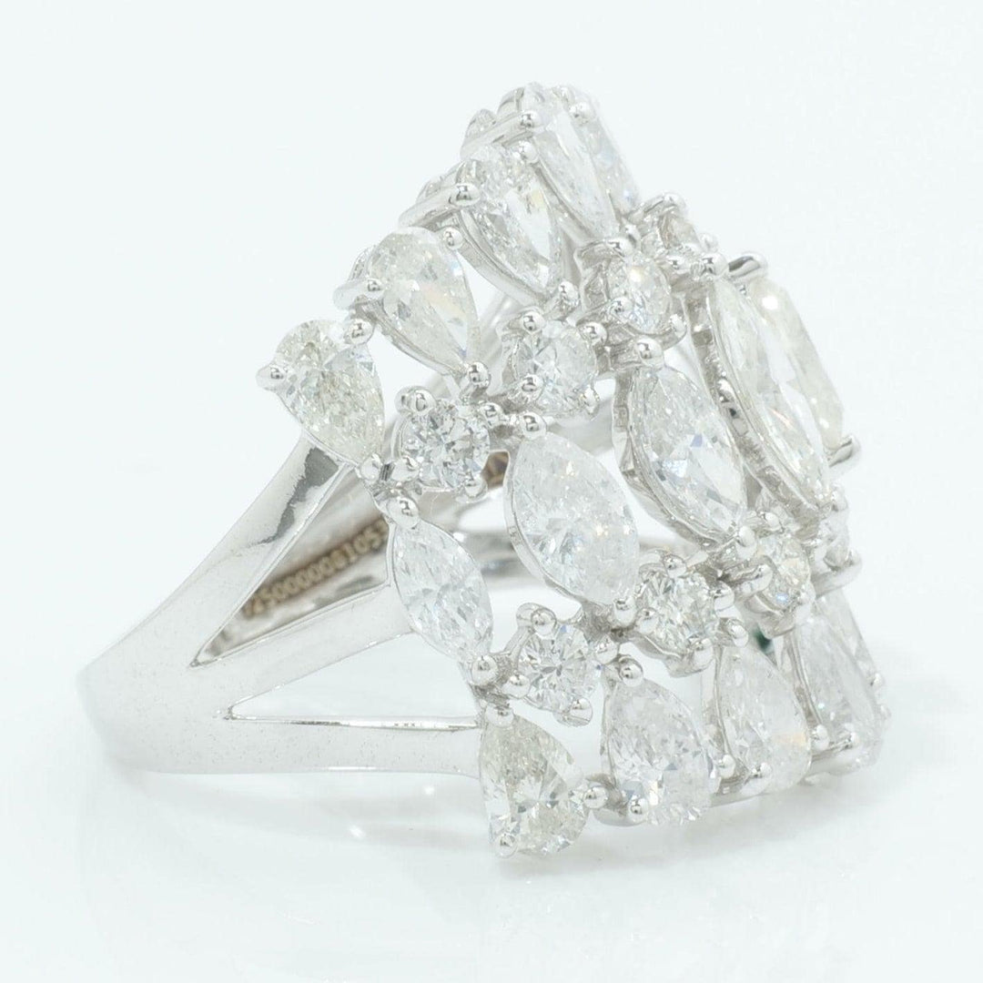 14k Solid Gold Wide Natural Diamond Ring: Marquise & Pear Cocktail Jewelry, Certified Jewelry