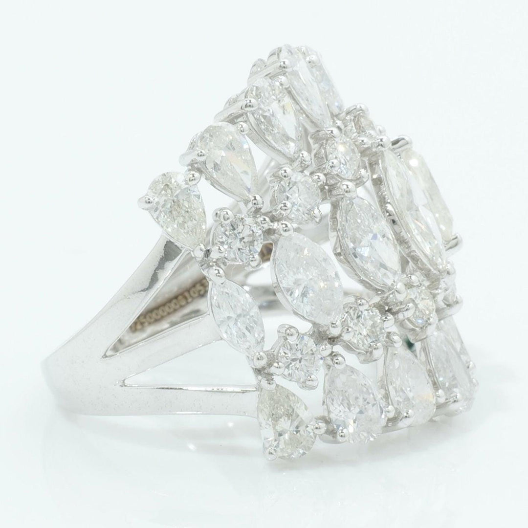 14k Solid Gold Wide Natural Diamond Ring: Marquise & Pear Cocktail Jewelry, Certified Jewelry