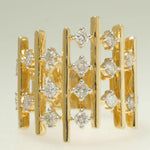 Load image into Gallery viewer, Geometric Wide Natural Diamond Ring: 14k Solid Gold Cocktail Band Ring, IGI Certified, Ready To Ship
