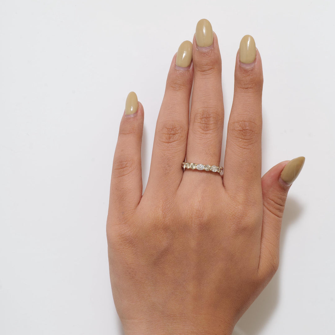 14k Gold Diamond Half Eternity Band: Certified Natural SI Diamonds