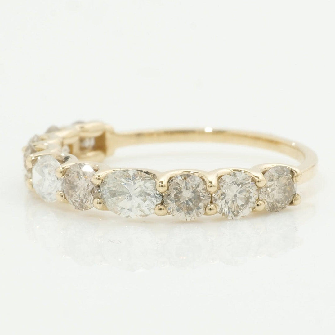 14k Gold Diamond Half Eternity Band: Certified Natural SI Diamonds