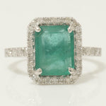 Load image into Gallery viewer, Emerald Halo Diamond Ring: 14k Gold Gemstone Engagement Jewelry
