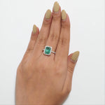 Load image into Gallery viewer, Emerald Halo Diamond Ring: 14k Gold Gemstone Engagement Jewelry
