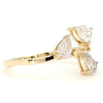 Load image into Gallery viewer, Three Stone Pear Diamond Ring, 14k Solid Gold, Natural Diamonds, Bypass Split Ring, Statement Cocktail Jewellery, Certified Jewelry
