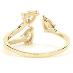 Load image into Gallery viewer, Three Stone Pear Diamond Ring, 14k Solid Gold, Natural Diamonds, Bypass Split Ring, Statement Cocktail Jewellery, Certified Jewelry
