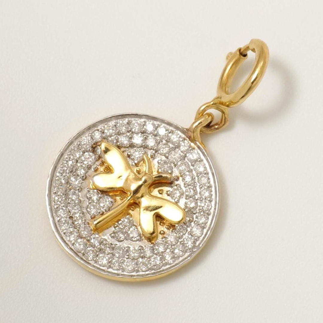 Dragonfly Diamond Charm, 14k Solid Gold, Natural Diamonds, Layering Insect Pendant, Dual Tone Necklace, Ready To Ship, Certified Jewelry