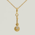 Load image into Gallery viewer, Guitar Diamond Charm, 14k Solid Gold, Natural Diamond, Layering Musical Pendant, Instrumental Necklace, Ready To Ship, Certified Jewelry
