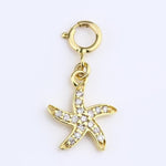 Load image into Gallery viewer, 14k Solid Gold Starfish Diamond Pendant Necklace - Natural Diamond Charm
