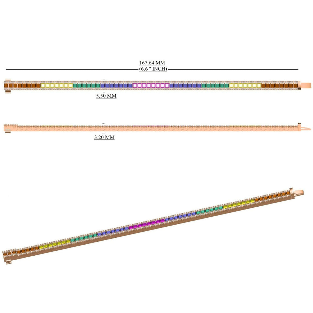 Rainbow Natural Diamond Tennis Bracelet: 14k Solid Gold Natural Sapphire Gemstone Jewelry, Certified Jewelry