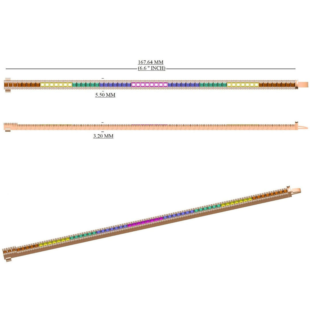 Rainbow Natural Diamond Tennis Bracelet: 14k Solid Gold Natural Sapphire Gemstone Jewelry, Certified Jewelry