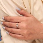 Load image into Gallery viewer, Floral Cluster Natural Diamond Ring: 14k Solid Gold Split Statement Band, IGI Certified, Ready To Ship
