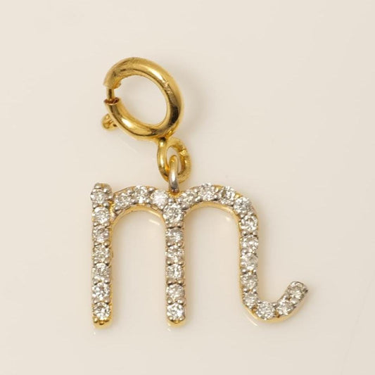 14k Gold Initial Diamond Charm Pendant: Personalized Letter Necklace