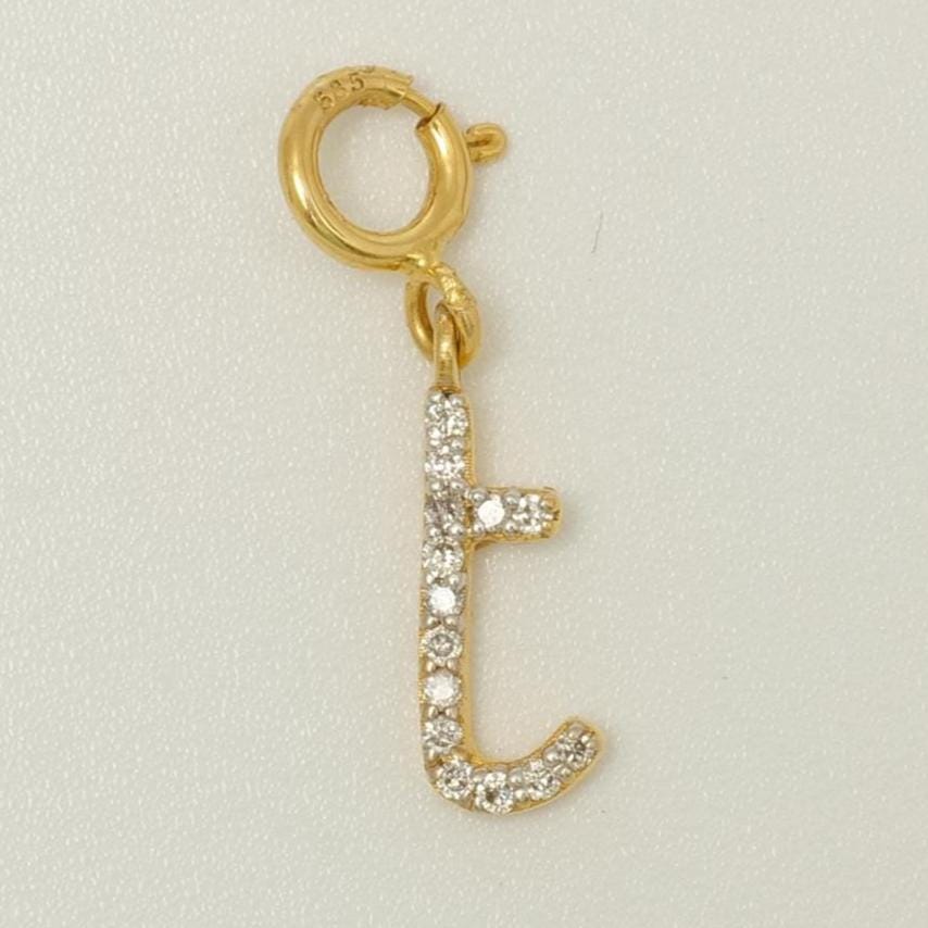 14k Gold Initial Diamond Charm Pendant: Personalized Letter Necklace