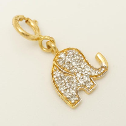 14k Gold Diamond Elephant Charm Pendant - Natural Diamond Animal Necklace