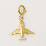 Load image into Gallery viewer, 14k Gold Diamond Airplane Charm Pendant: Travel Jewelry
