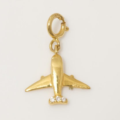 14k Gold Diamond Airplane Charm Pendant: Travel Jewelry, Certified Jewelry, Ready To Ship