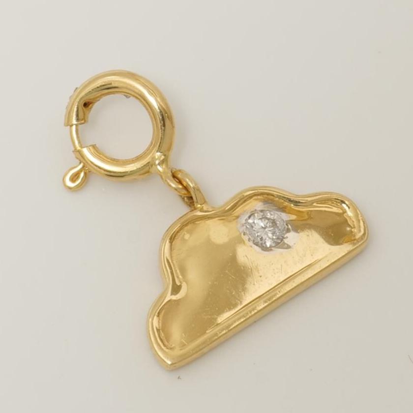 14k Solid Gold Cloud Diamond Charm Pendant: Minimalist Sky Necklace