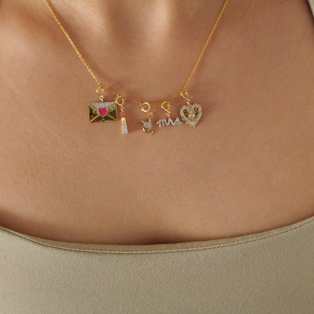 14k Gold Diamond Bird Charm Pendant: Minimalist Layering Necklace