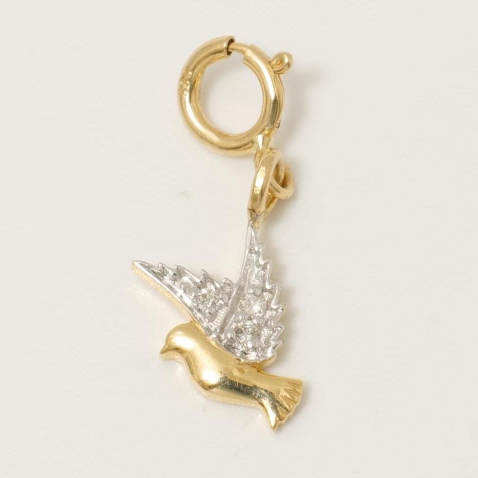 14k Gold Diamond Bird Charm Pendant: Minimalist Layering Necklace, Certified Jewelry, Ready To Ship