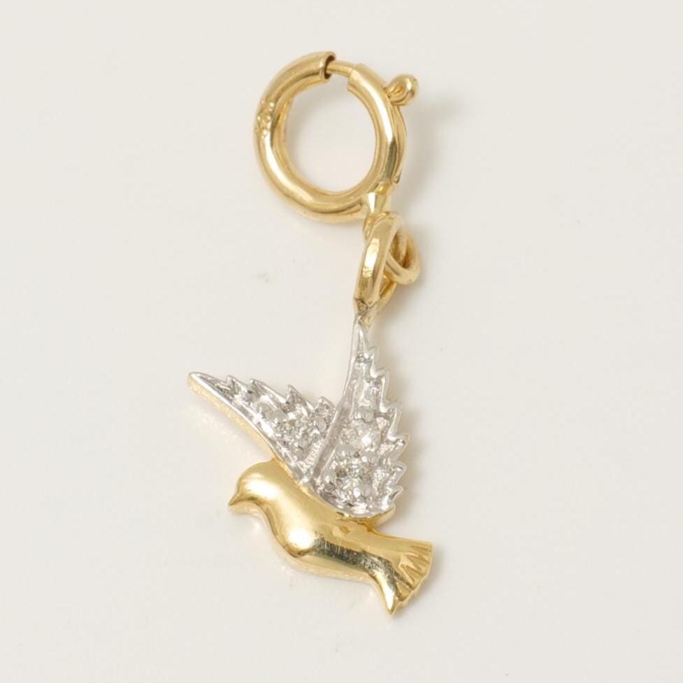 14k Gold Diamond Bird Charm Pendant: Minimalist Layering Necklace, Certified Jewelry, Ready To Ship