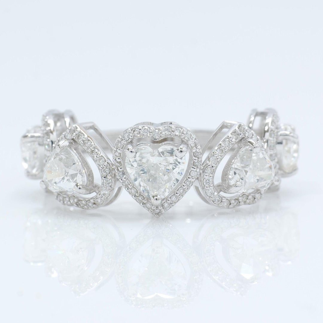 14k Solid Gold Heart Diamond Halo Eternity Band Ring: Certified Wedding Jewelry