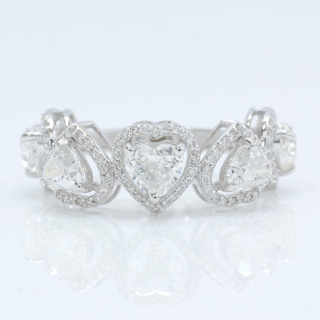 14k Solid Gold Heart Diamond Halo Eternity Band Ring: Certified Wedding Jewelry