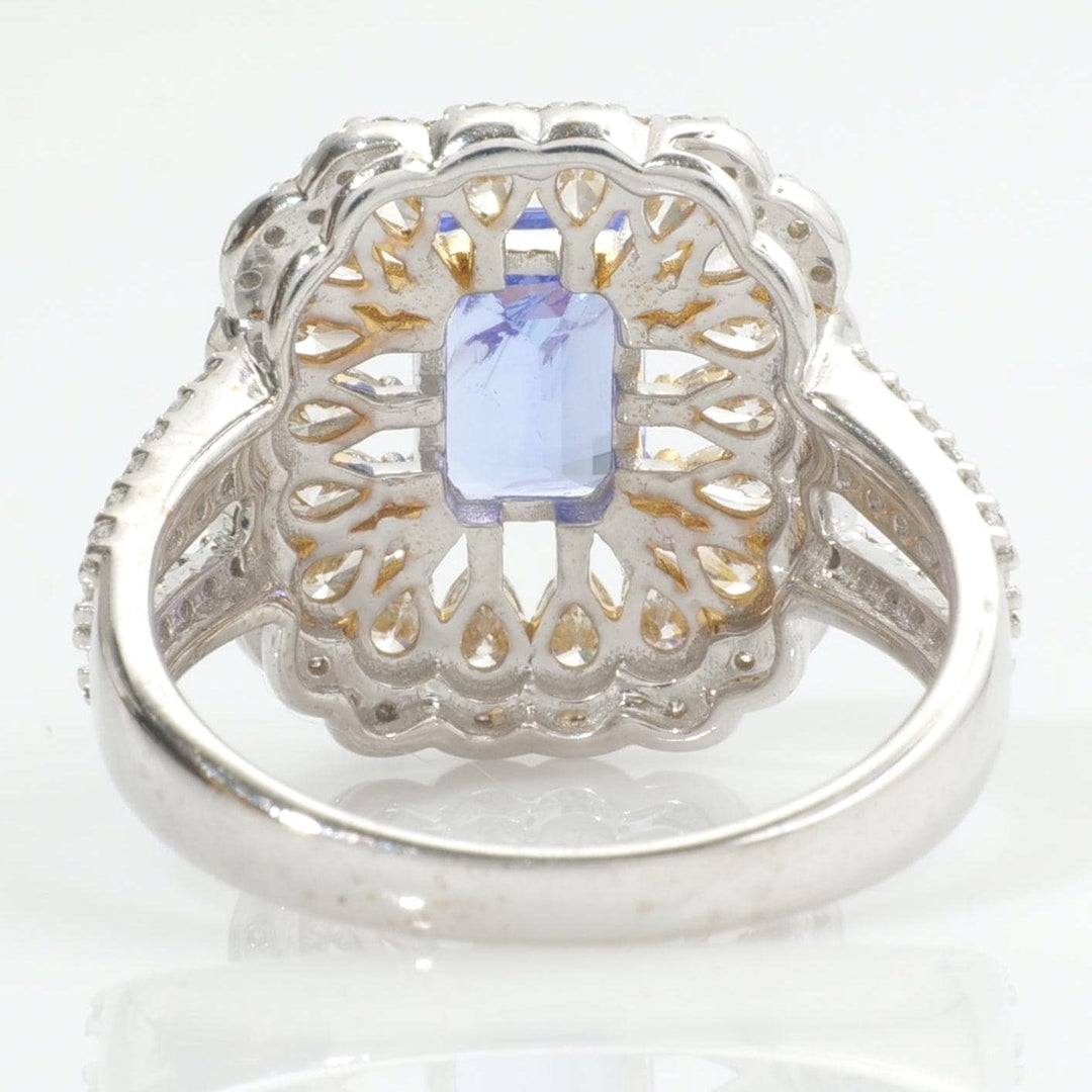 Emerald Cut Natural Tanzanite Diamond Ring, 14k Solid Gold, Natural Diamonds, Statement Halo Ring, Engagement Jewellery, Certified Jewelry