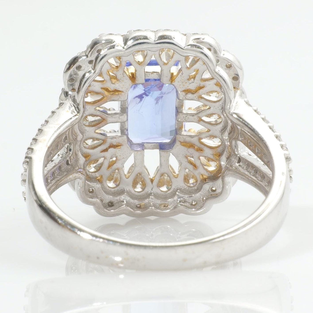 Emerald Cut Natural Tanzanite Diamond Ring, 14k Solid Gold, Natural Diamonds, Statement Halo Ring, Engagement Jewellery, Certified Jewelry