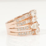 Load image into Gallery viewer, Pear &amp; Oval Diamond Broad Band Ring, 14k Solid Gold Ring, Natural Diamonds, Multi-Row Cocktail Statement Band, Ready To Ship, HRD Certified
