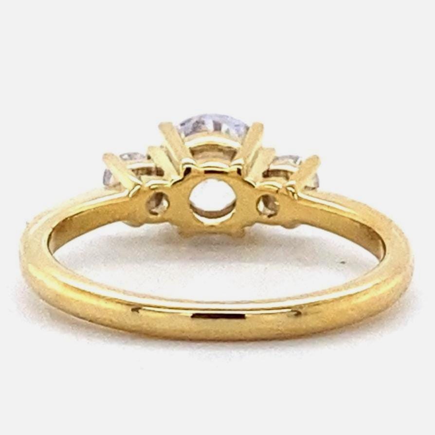 IGI Certified 1ct Lab Grown Diamond Ring: 14K Solid Gold Three Stone Engagement Ring