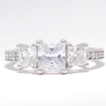 Load image into Gallery viewer, IGI Certified 1ct Lab-grown Diamond Engagement Ring in 14k Solid Gold: 3 Stone Princess Cut Wedding Ring
