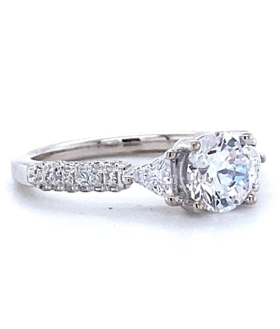 IGI Certified Round Solitaire Lab grown diamond ring: 14K Solid Gold Trillion Engagement Ring, Wedding Ring