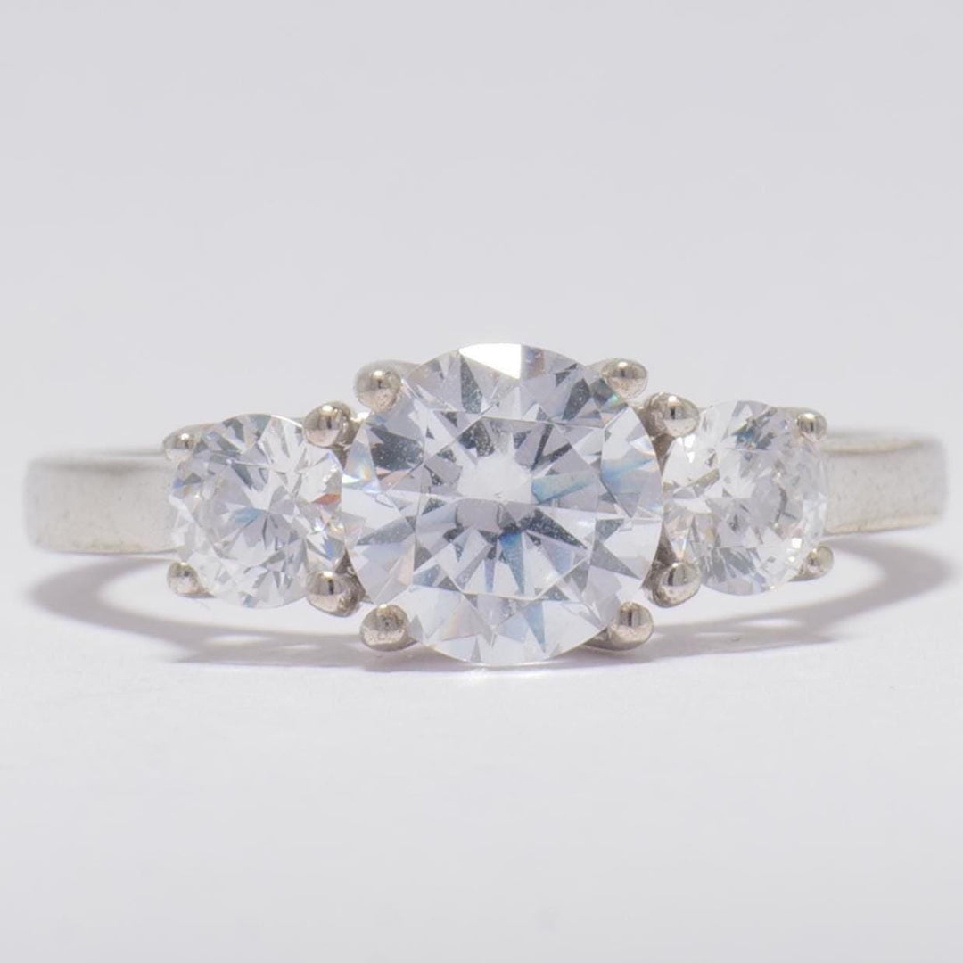 IGI Certified 3 Stone Lab Grown Diamond ring: 14K Solid Gold Wedding Ring